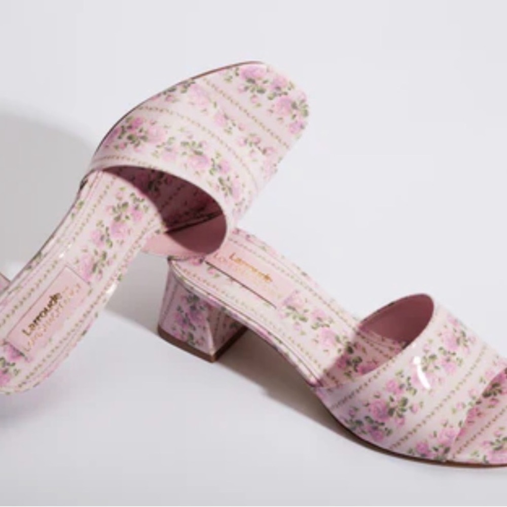 Pink Larroude x LoveShackFancy Floral Women's Heels - Picture 4 of 7